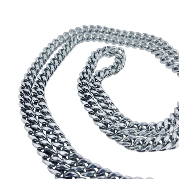 Western Germany Single Strand Chunky Silver Tone Curb Chain Necklace (5814) - Picture 6 of 9